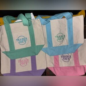 Trader Joe’s Pastel Mini Canvas Tote Bag-Set of all 4